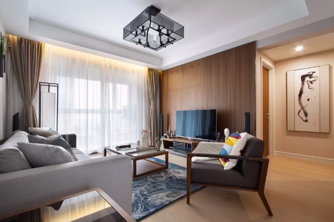 新中式客厅,这样吊顶很简单,却也有档次感 新中式客厅,这样吊顶很简单,却也有档次感