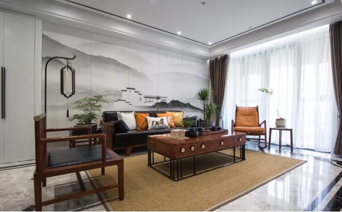 新中式客厅,这样吊顶很简单,却也有档次感 新中式客厅,这样吊顶很简单,却也有档次感