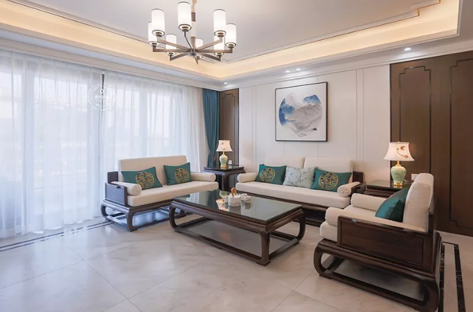 新中式客厅,这样吊顶很简单,却也有档次感 新中式客厅,这样吊顶很简单,却也有档次感