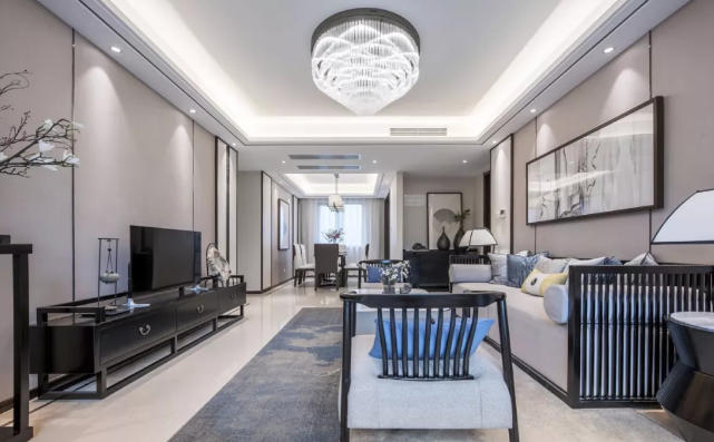 新中式客厅,这样吊顶很简单,却也有档次感 新中式客厅,这样吊顶很简单,却也有档次感