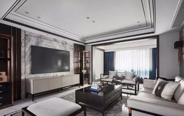 新中式客厅,这样吊顶很简单,却也有档次感 新中式客厅,这样吊顶很简单,却也有档次感