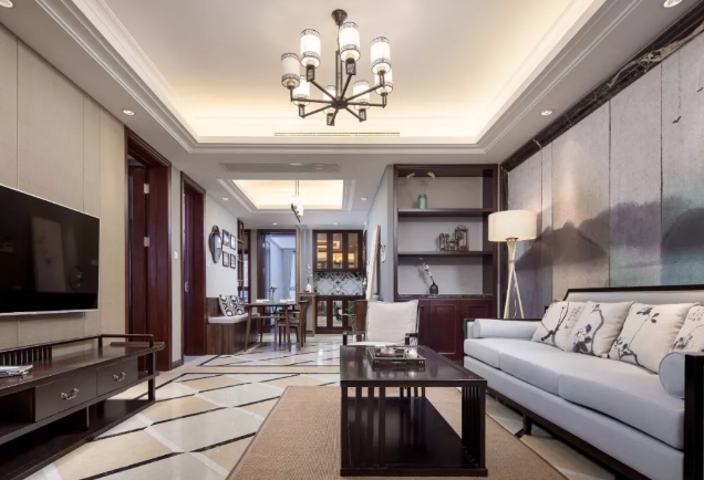 新中式客厅,这样吊顶很简单,却也有档次感 新中式客厅,这样吊顶很简单,却也有档次感